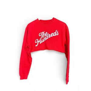 The Hundreds Red Cursive Spell Out Logo Cropped Streetwear Sweatshirt Small